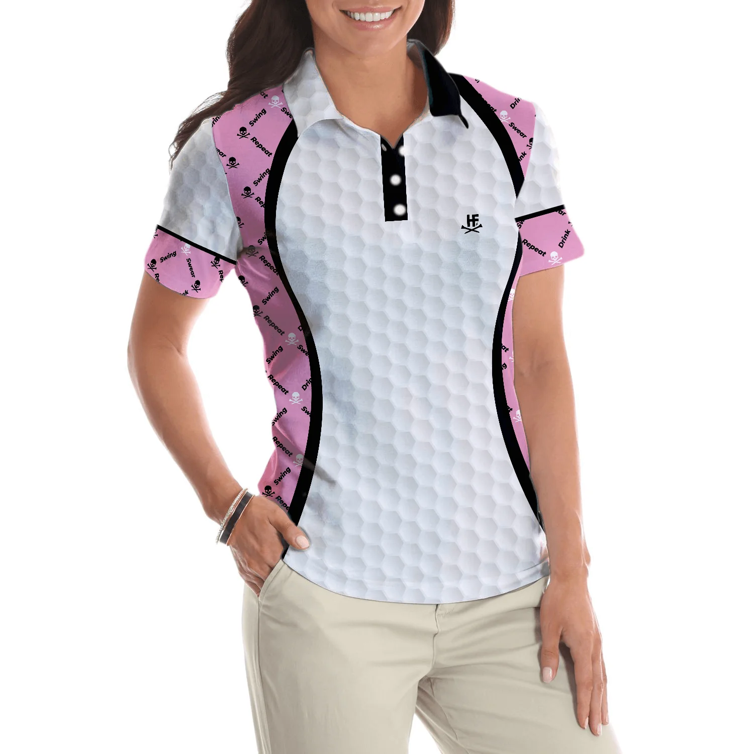 Golf Women Polo Shirt, Swing Swear And Repeat Golf Girl Life Women Polo Shirts, Argyle Pattern Golf Shirt For Ladies - Perfect Gift For Women, Golfers - Image 6