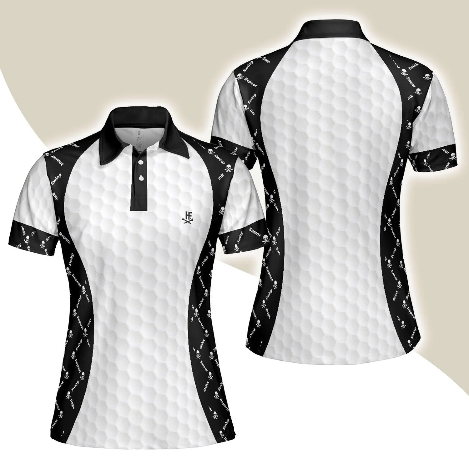 Golf Women Polo Shirt, Swing Swear With Skull Argyle Pattern Golf Women Polo Shirts, Basic Ladies Golf Shirt - Perfect Gift For Women, Ladies