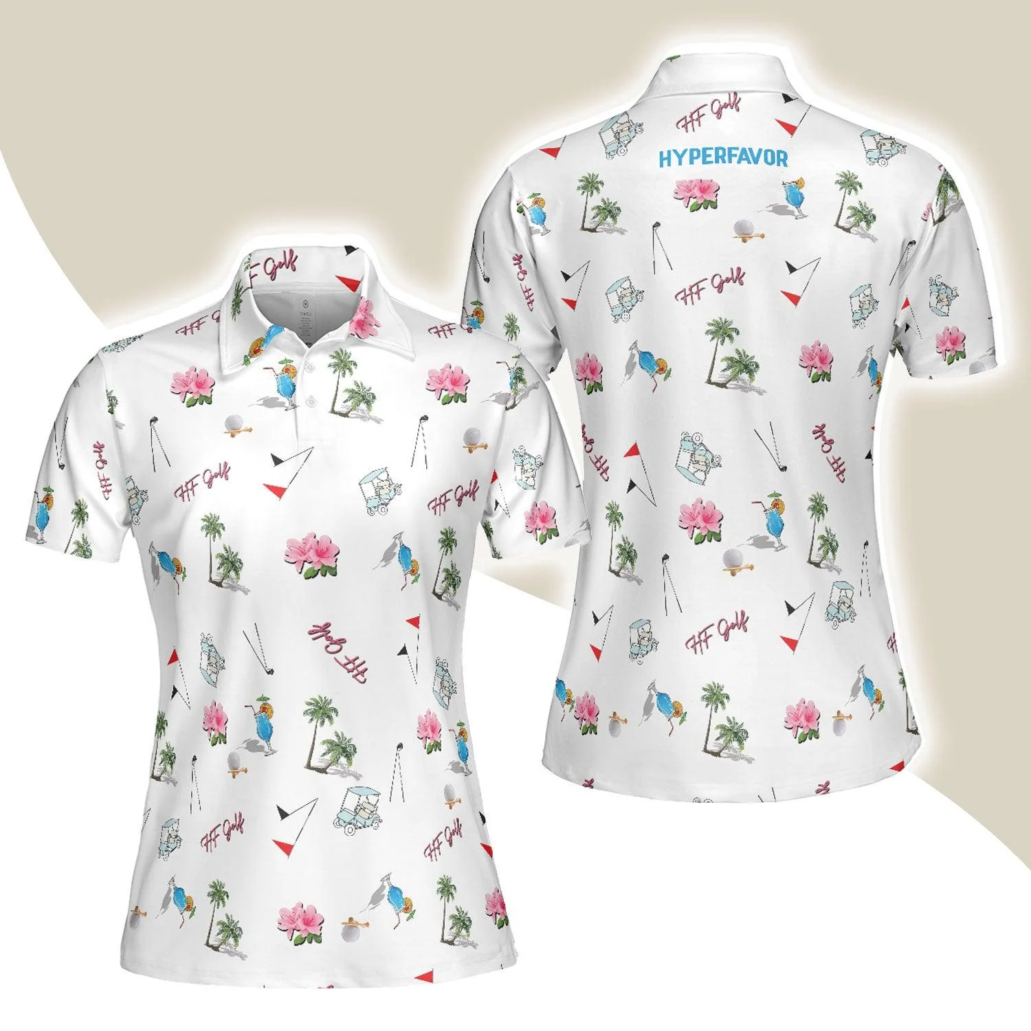Golf Women Polo Shirt, With Golf Equipments In Summer Women Polo Shirts, Best Female Gift For Golf Lovers, Ladies, Golfers