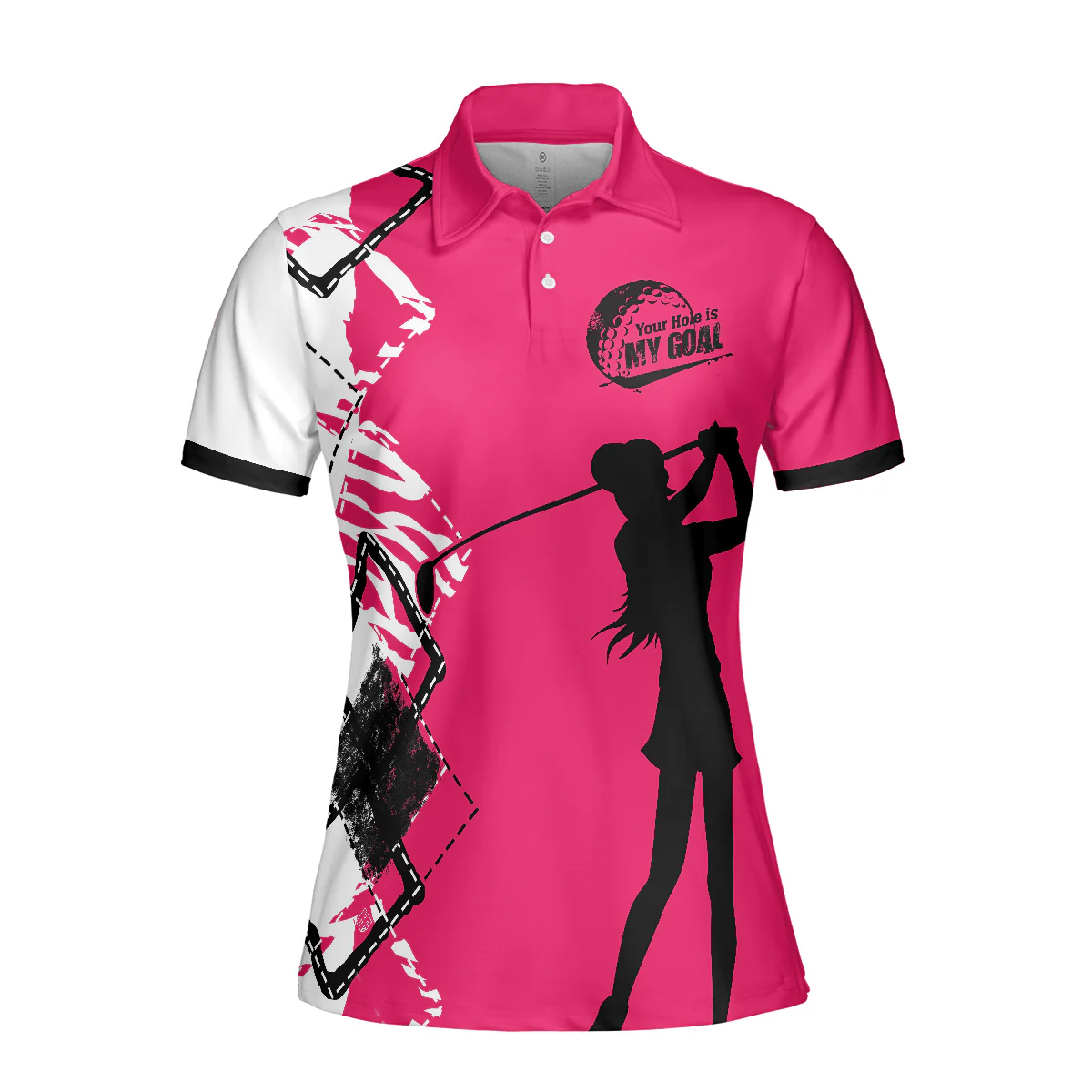 Golf Women Polo Shirt - Your Hole Is My Goal Golf Women Polo Shirts, White And Pink Golf Shirt For Ladies - Perfect Gift For Women, Golfer, Golf Lover - Image 4