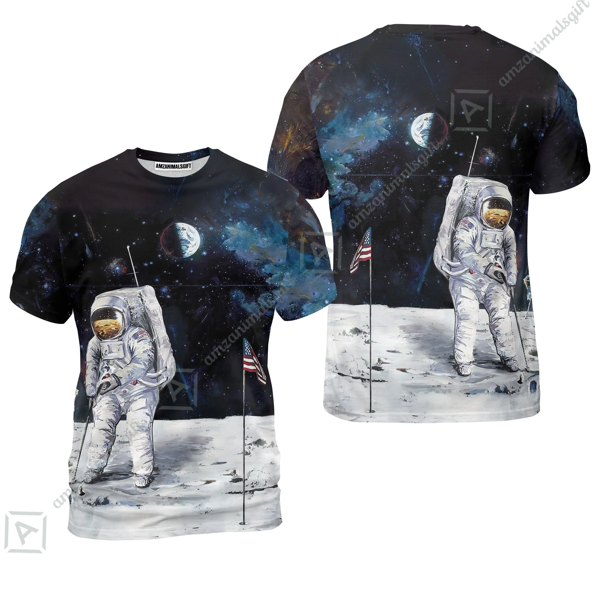 Golf Women Sleeveless Polo Shirt - Astronaut Moon Golf Men Polo Shirt, American Flag Women Sleeveless Polo Shirt - Image 8