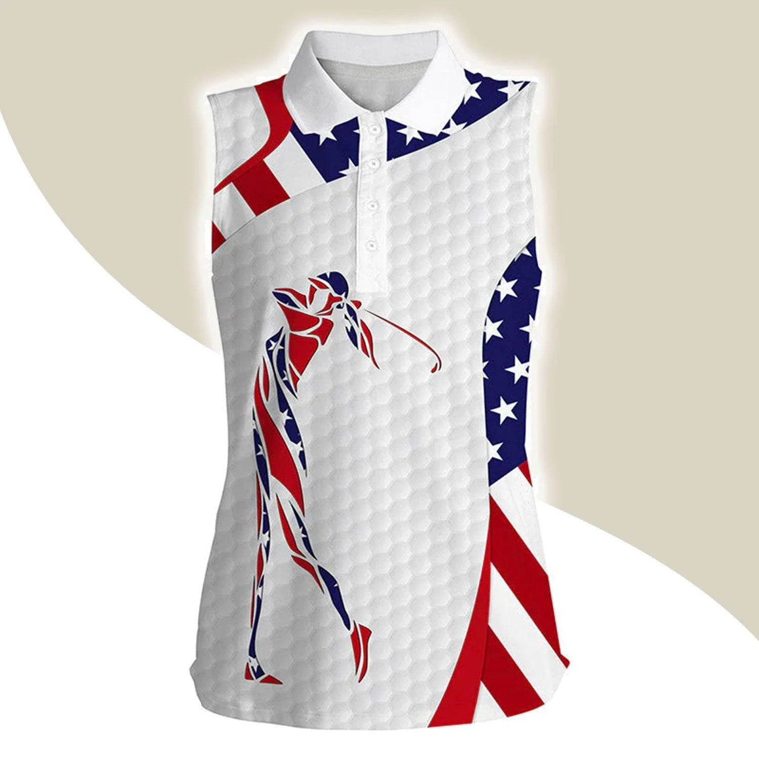 Golf Women Sleeveless Polo Shirts, American Flag Patriot Independence Day Womens Polo Shirts - 4th of July Gift For Ladies, Golf Lovers, Golfers
