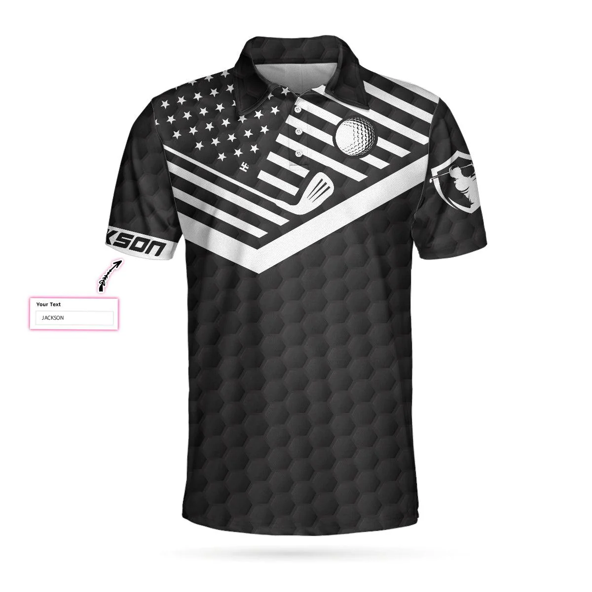 Golfer Custom Polo Shirt, I Am A Golfer Custom Men Polo Shirt, Personalized Black American Flag Polo Shirt, Cool Golf Shirt For Men - Image 2