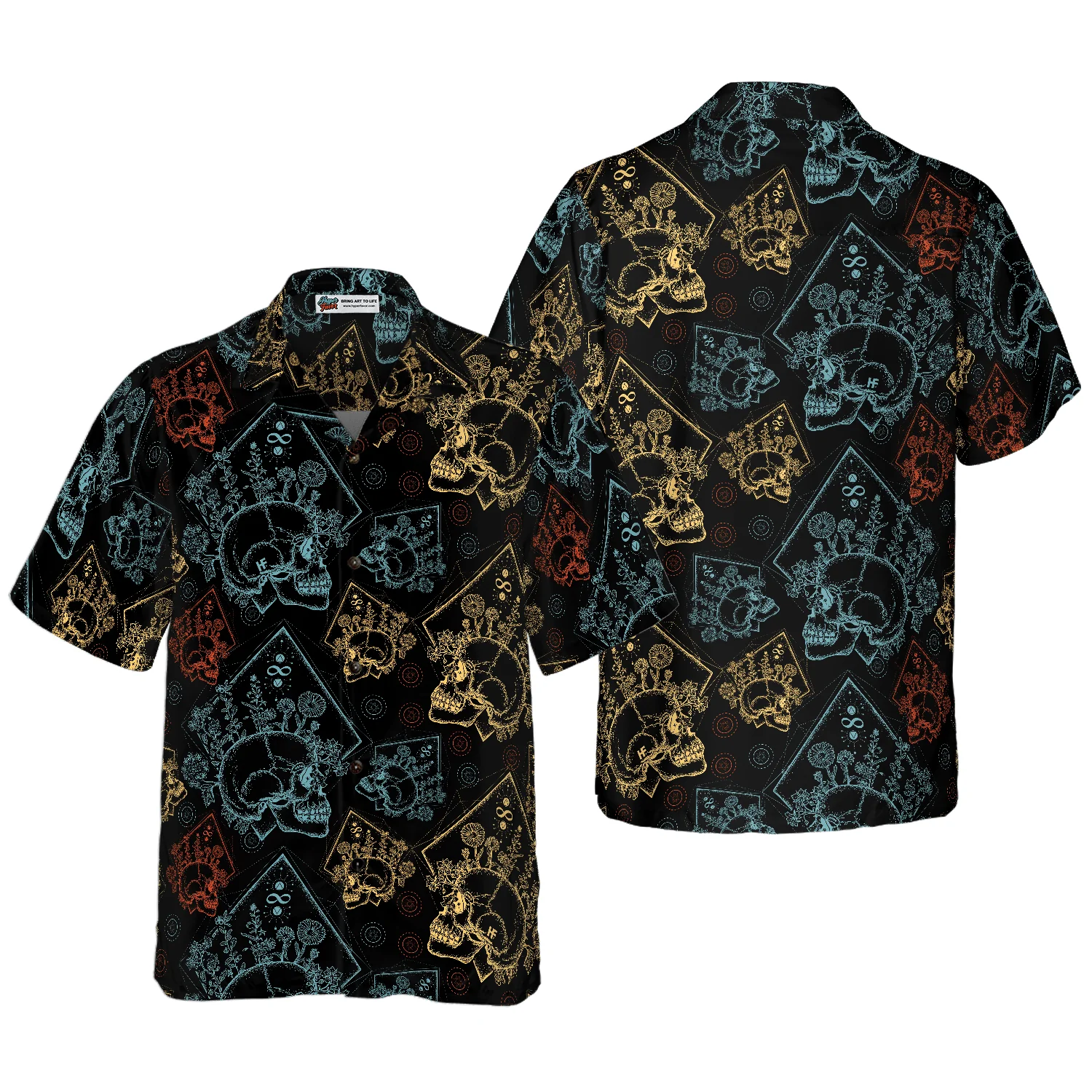 Gothic Skulls In Scrapbooking Style Aloha Hawaiian Shirt For Summer, Colorful Shirt For Men Women, Perfect Gift For Friend, Team, Family