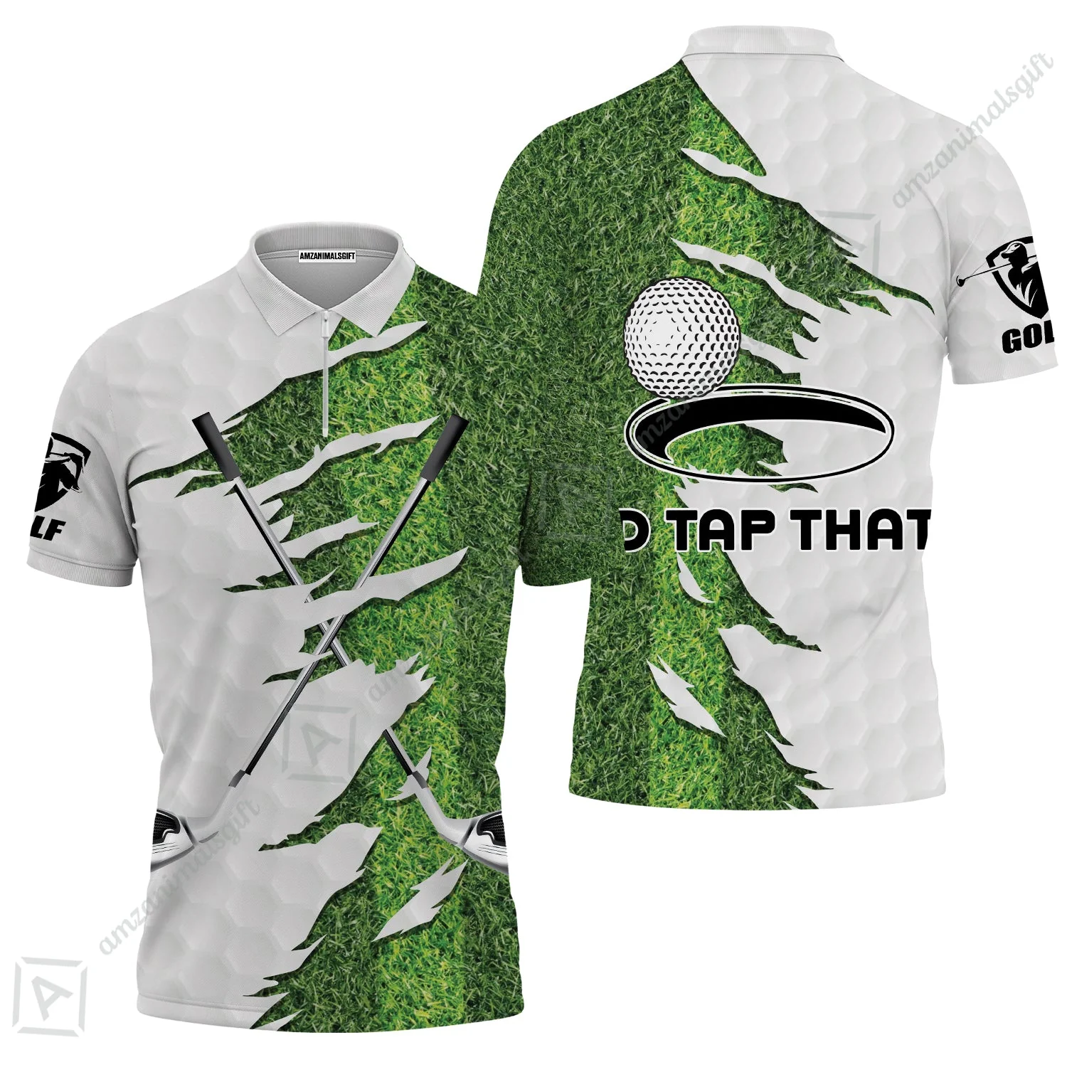Green Golf Course Long Polo Shirt, I'd Tap That Golf Long Polo Shirt - Image 4