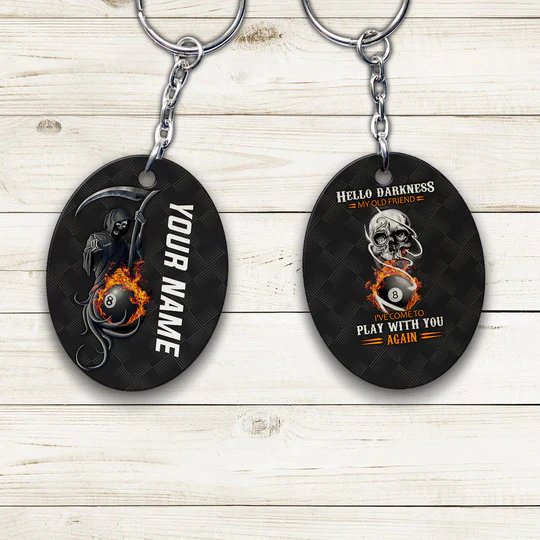 Grim Reaper Billiard Pool 8 Ball Hello Darkness Customized Name Acrylic Keychain - Christmas Gift For Billiard Lovers, Billiard Players - Image 7