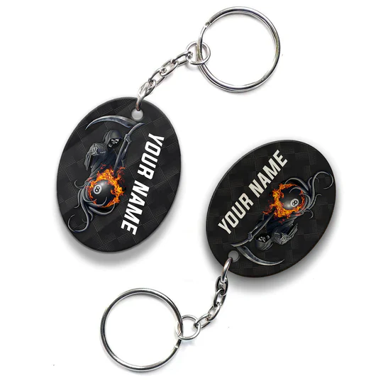 Grim Reaper Billiard Pool 8 Ball Hello Darkness Customized Name Acrylic Keychain - Christmas Gift For Billiard Lovers, Billiard Players - Image 8