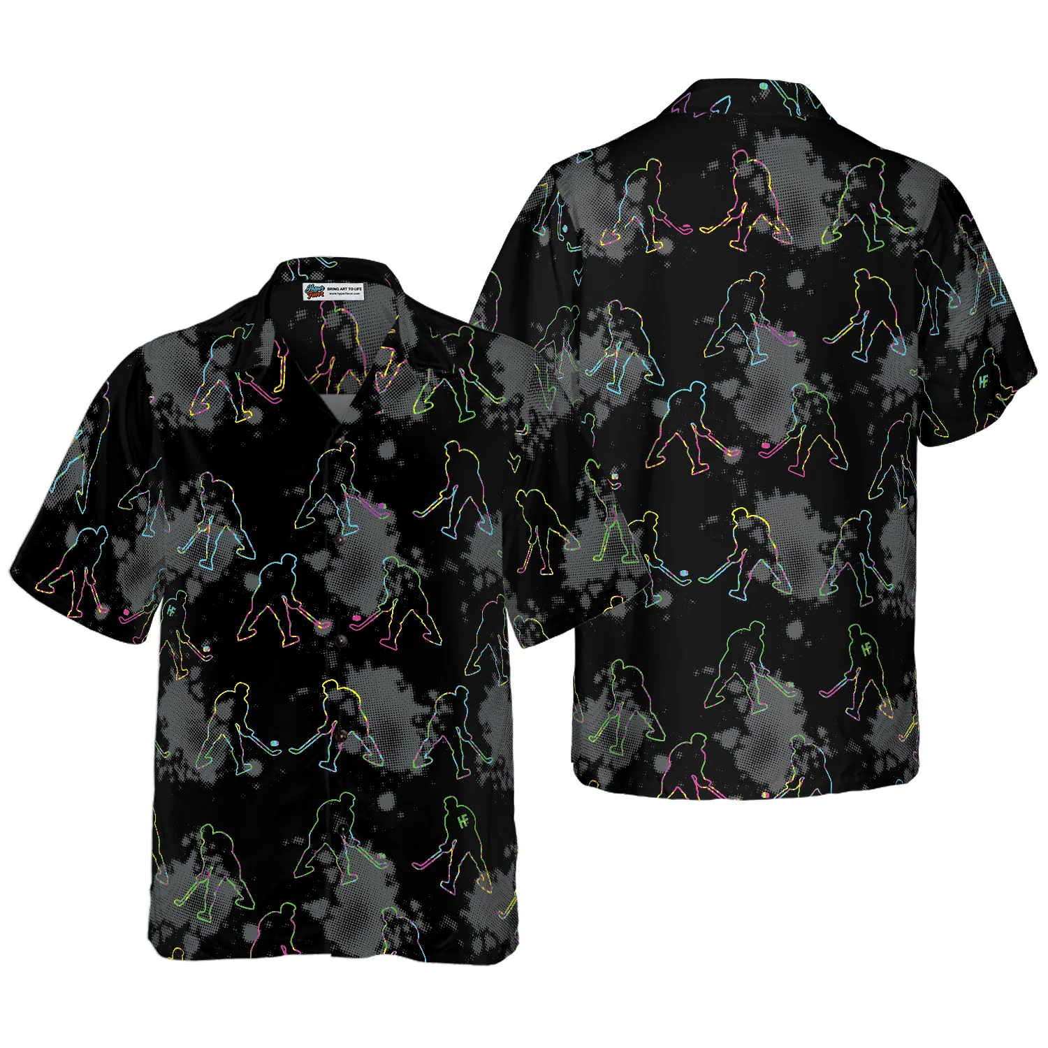 Grunge Pattern Boys Hockey Aloha Hawaiian Shirt For Summer, Colorful Shirt For Men Women, Perfect Gift For Friend, Team, Family, Hockey Lovers