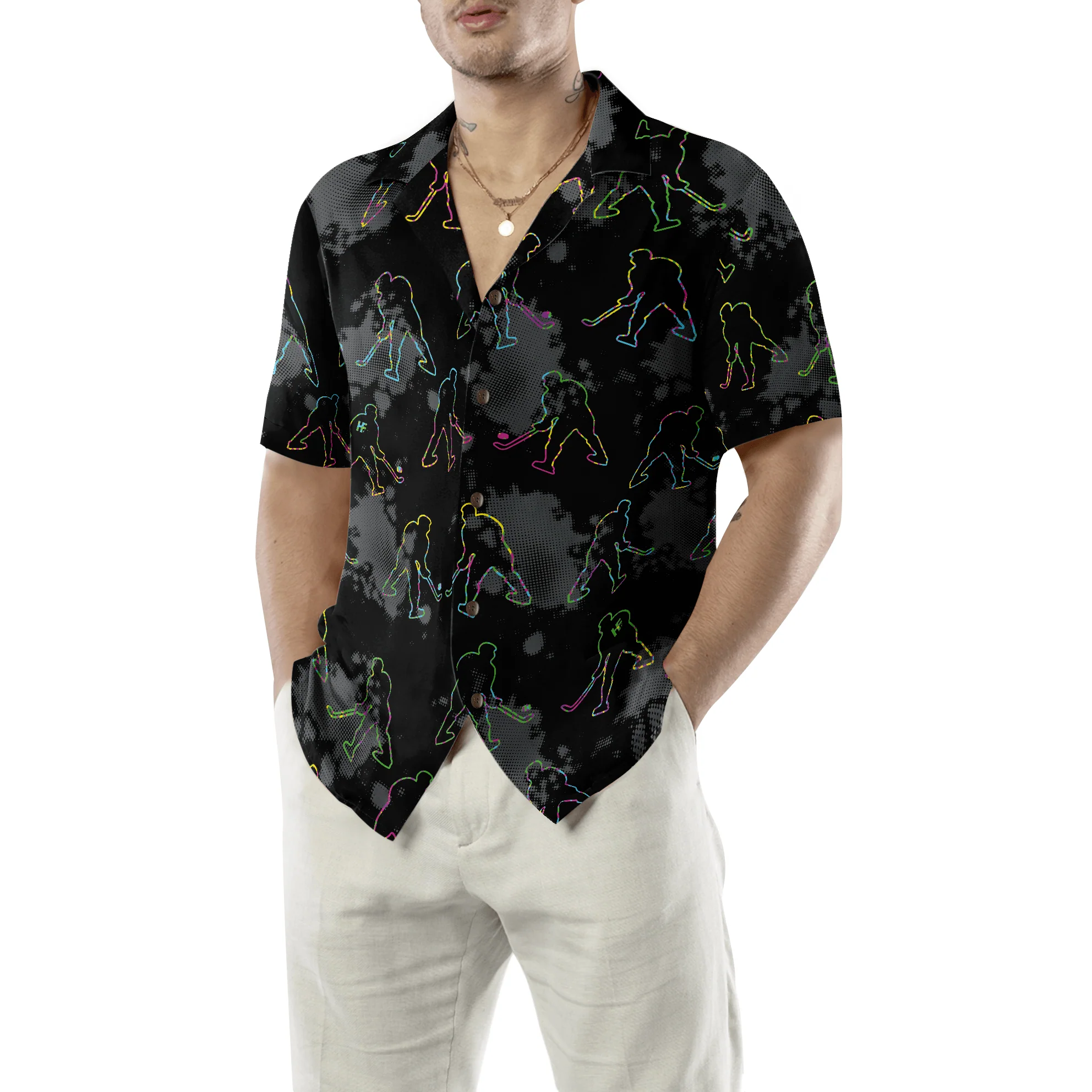 Grunge Pattern Boys Hockey Aloha Hawaiian Shirt For Summer, Colorful Shirt For Men Women, Perfect Gift For Friend, Team, Family, Hockey Lovers - Image 6