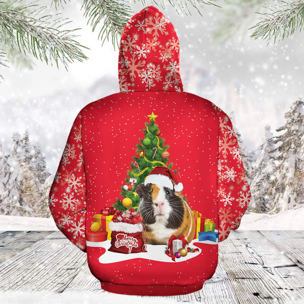 Guinea Pig Christmas Tree Pullover Premium Red Hoodie, Perfect Outfit For Men And Women On Christmas New Year Autumn Winter - Image 2
