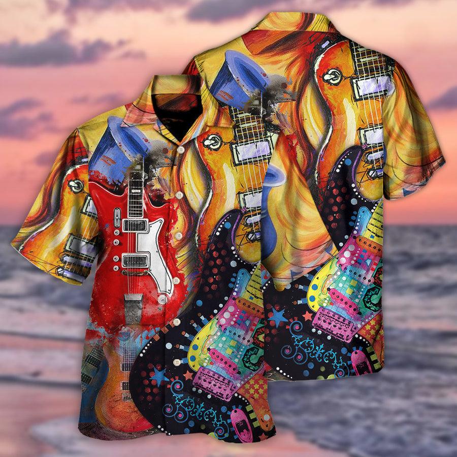 Guitar Aloha Hawaiian Shirt For Summer, Guitar Galaxy Amazing Background Colorful Hawaiian Shirts Outfit For Men Women, Music Guitar Lovers - Image 2