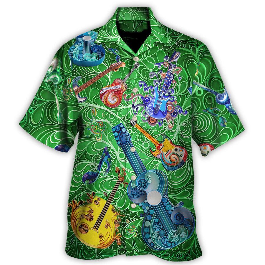 Guitar Aloha Hawaiian Shirt For Summer, Guitar Love Green Hawaiian Shirts Outfit For Men Women, Music Guitar Lovers