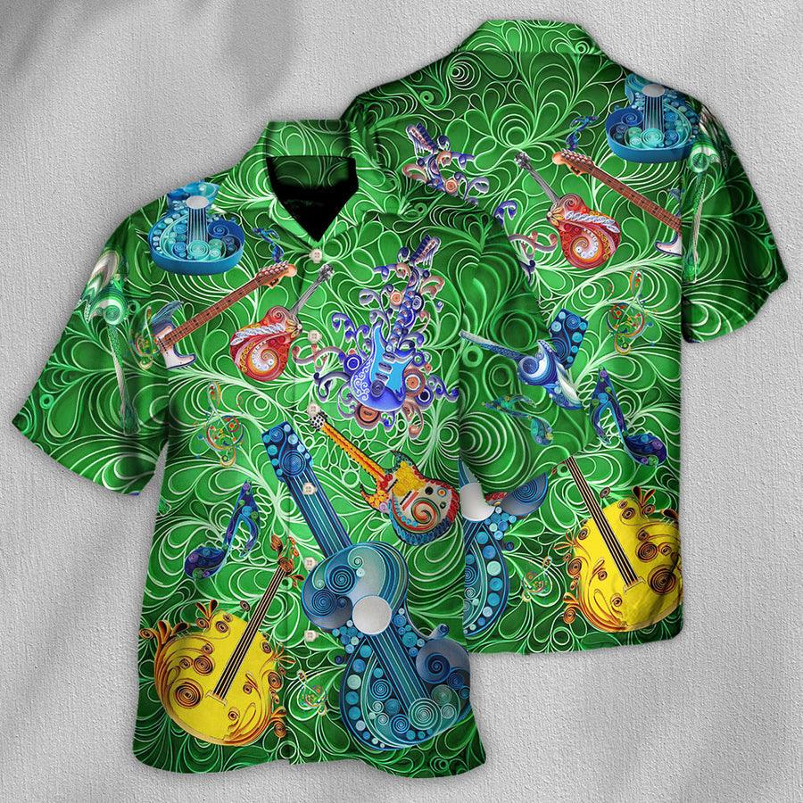 Guitar Aloha Hawaiian Shirt For Summer, Guitar Love Green Hawaiian Shirts Outfit For Men Women, Music Guitar Lovers - Image 3