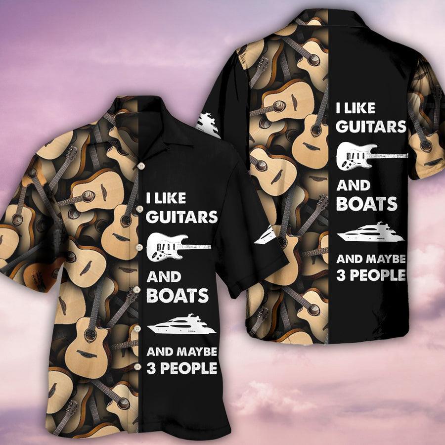 Guitar And Boat Aloha Hawaiian Shirt For Summer, I Like Guitars And Boats Hawaiian Shirts Outfit For Men Women, Music Guitar Golf Lovers - Image 2