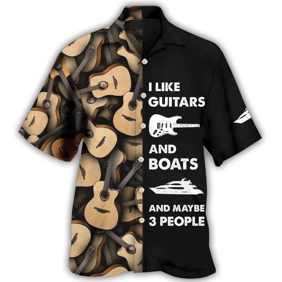 Guitar And Boat Aloha Hawaiian Shirt For Summer, I Like Guitars And Boats Hawaiian Shirts Outfit For Men Women, Music Guitar Golf Lovers - Image 3