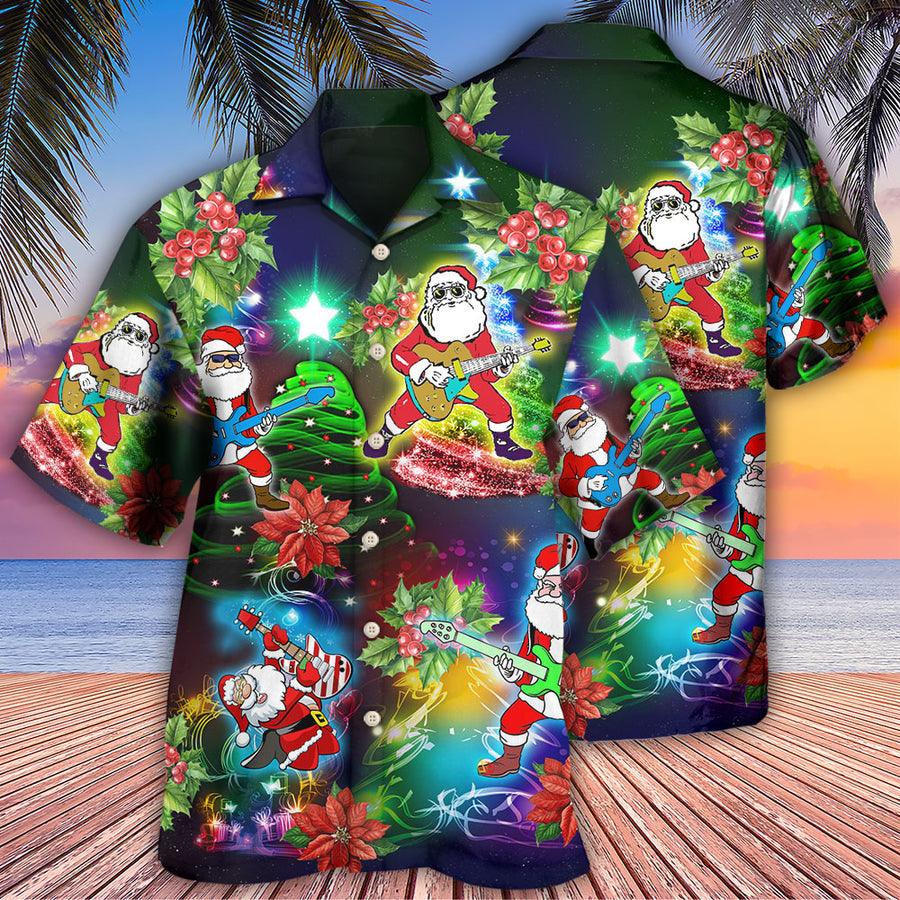 Guitar Christmas Aloha Hawaiian Shirt For Summer, Guitar Music Santa So High Hawaiian Shirts Matching Outfit For Men Women, Music Guitar Lovers - Image 2