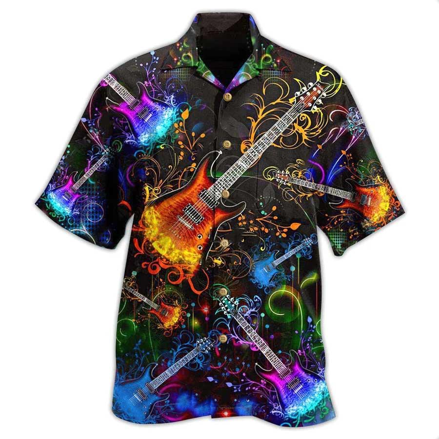 Guitar Colorful Aloha Hawaiian Shirt For Summer,  Gowhere The Guitar Takes You Hawaiian Shirts Matching Outfit For Men Women, Music Guitar Lover - Image 2