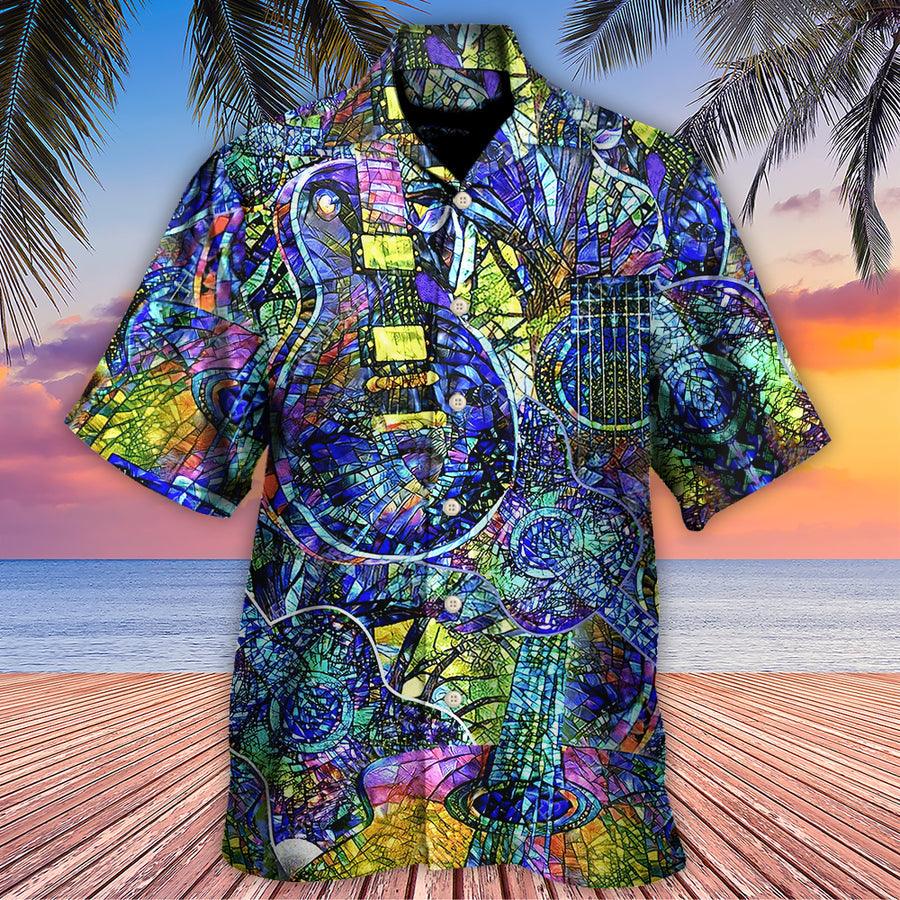 Guitar Love Life Aloha Hawaiian Shirt For Summer, Colorful Guitar Hawaiian Shirts Matching Outfit For Men Women, Music Guitar Lovers