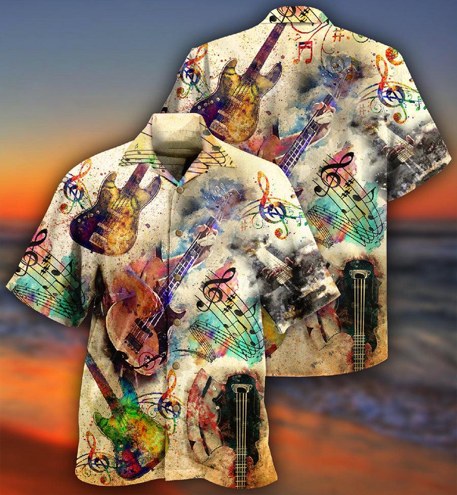 Guitar Music Bass Aloha Hawaiian Shirt For Summer, Its Like Guitar But Way Cooler Bass Guitar Hawaiian Shirts For Men Women, Music Guitar Lovers