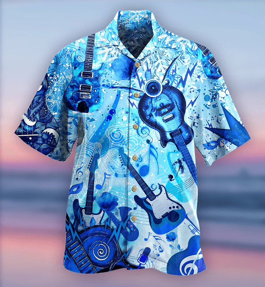 Guitar Music So Cool Style Aloha Hawaiian Shirt For Summer, Colorful Guitar Hawaiian Shirts Matching Outfit For Men Women, Music Guitar Lovers