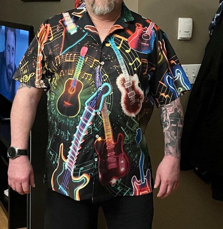 Guitar Neon Colorful Aloha Hawaiian Shirt For Summer, All You Need Is A Guitar Hawaiian Shirts Matching Outfit For Men Women, Music Guitar Lovers - Image 3