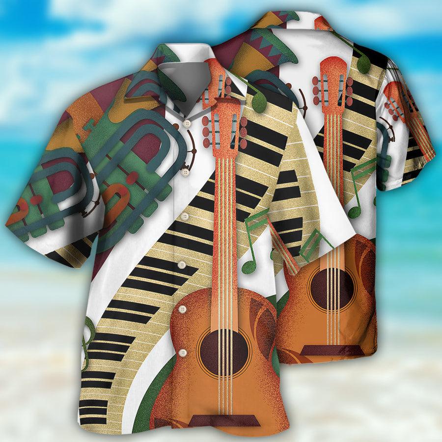 Guitar Vintage Classic Aloha Hawaiian Shirt For Summer, Guitar Hawaiian Shirts Outfit For Men Women, Music Guitar Golf Lovers - Image 2