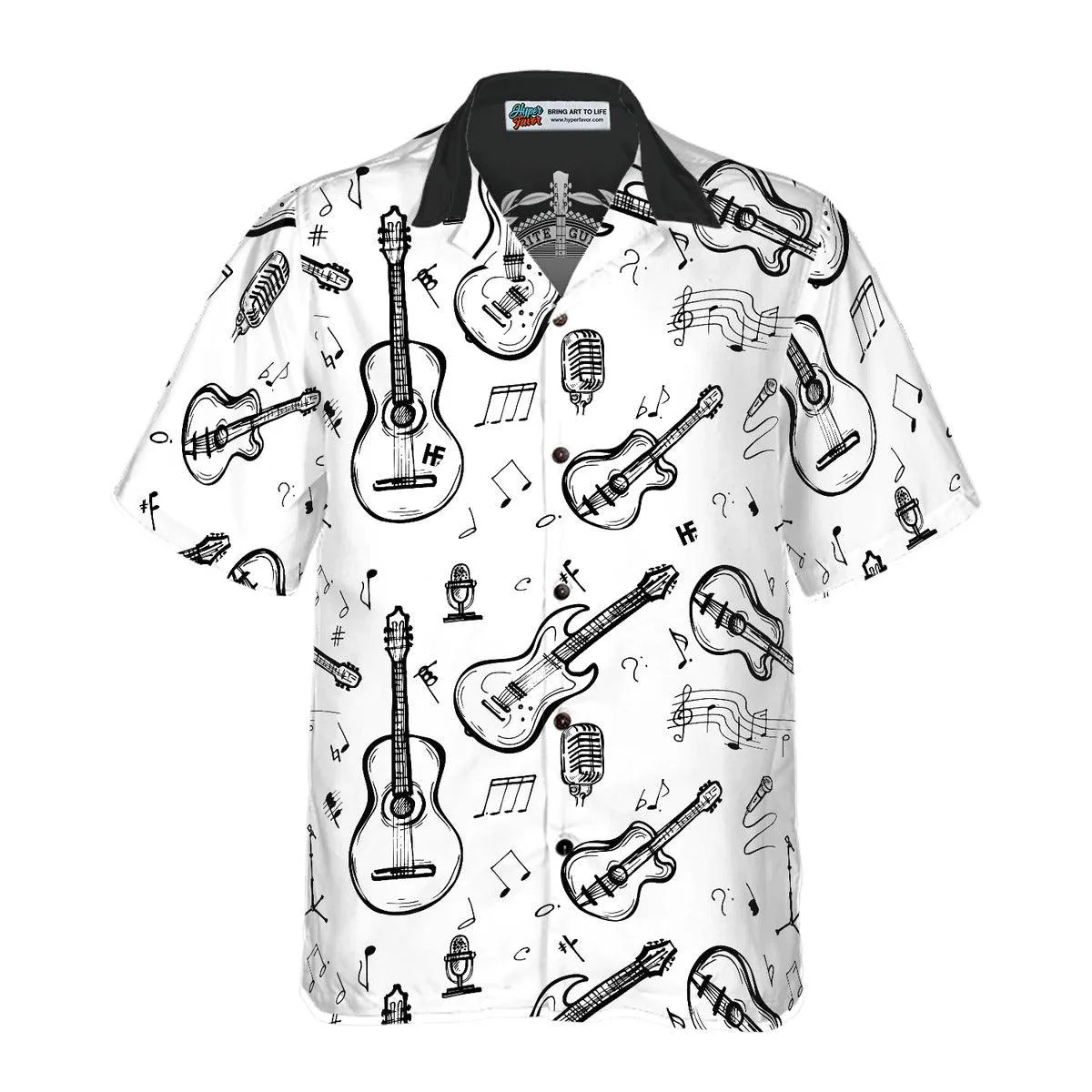 Guitarist Personalized Aloha Hawaiian Shirt, Guitar Custom Name Hawaiian Shirt For Summer - Perfect Gift For Men, Women, Guitar Lover, Friend, Family - Image 2