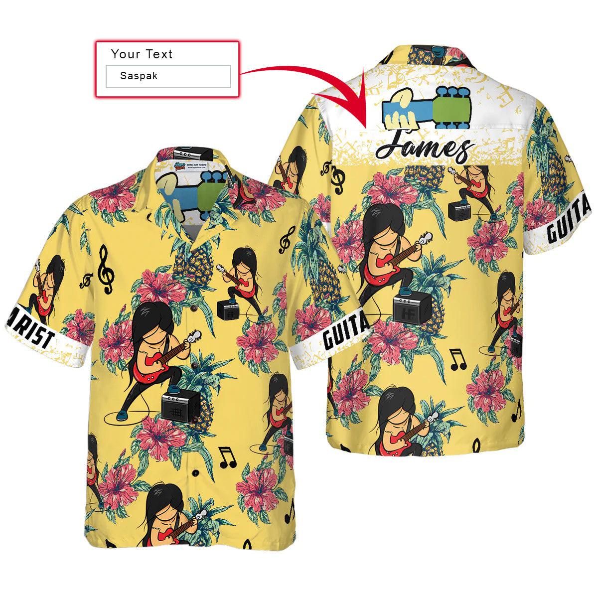 Guitarist Pineapple Custom Hawaiian Shirt, Guitarist Pineapple Pattern Hawaiian Shirt, Summer Aloha Shirt- Perfect Gift For Men, Women, Friend, Family