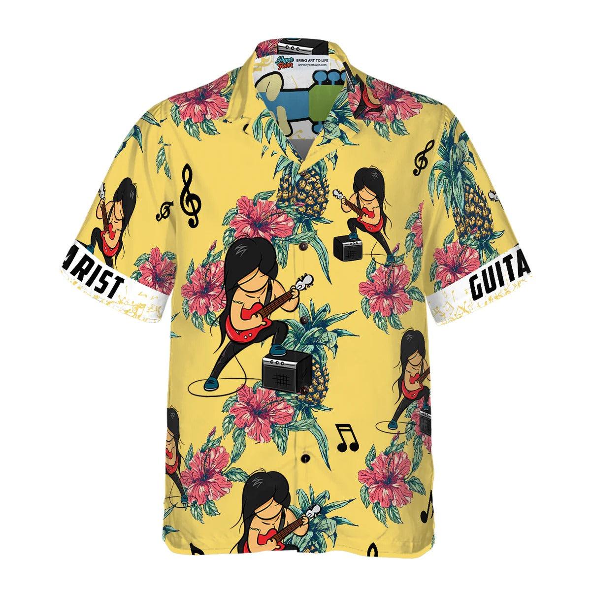 Guitarist Pineapple Custom Hawaiian Shirt, Guitarist Pineapple Pattern Hawaiian Shirt, Summer Aloha Shirt- Perfect Gift For Men, Women, Friend, Family - Image 3
