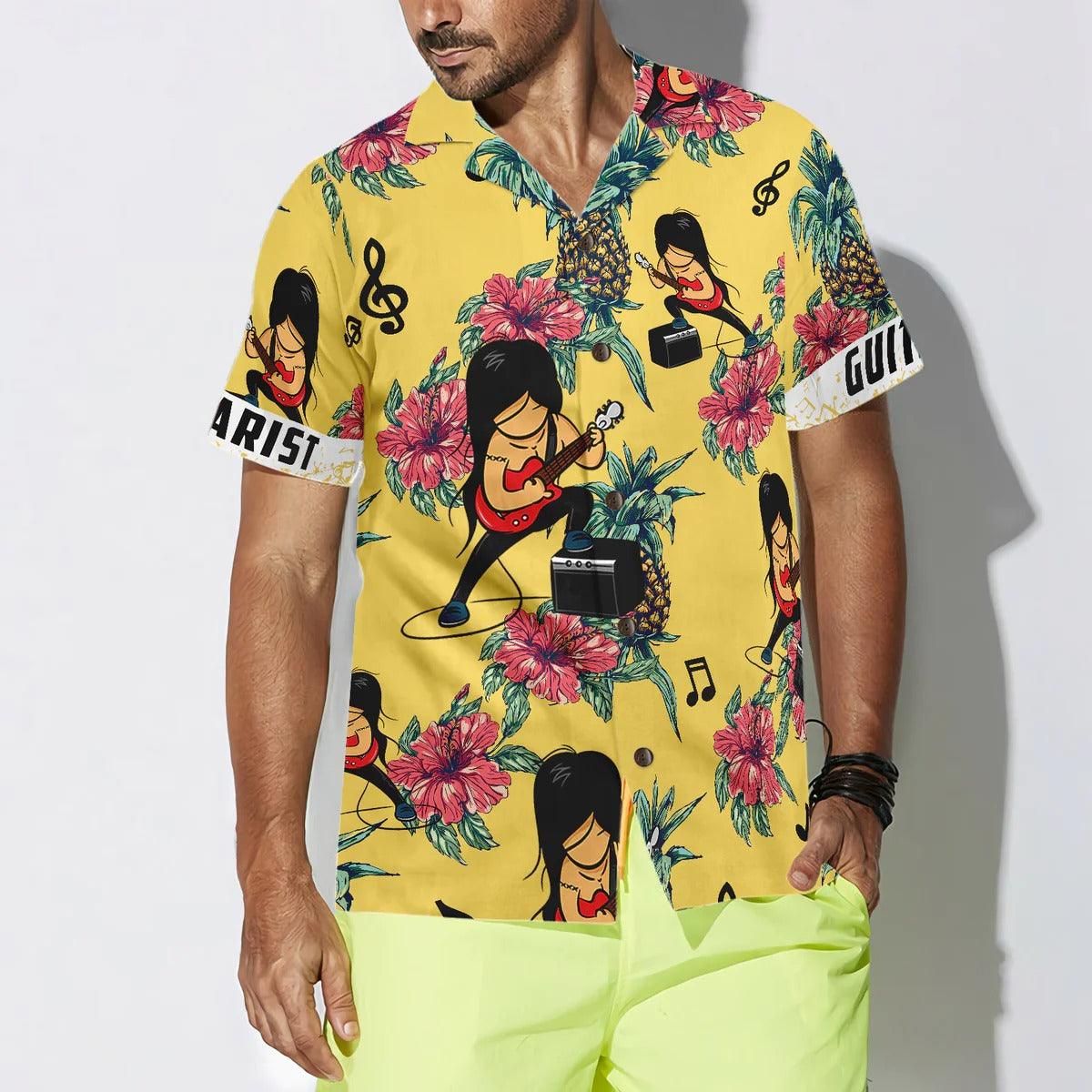 Guitarist Pineapple Custom Hawaiian Shirt, Guitarist Pineapple Pattern Hawaiian Shirt, Summer Aloha Shirt- Perfect Gift For Men, Women, Friend, Family - Image 4