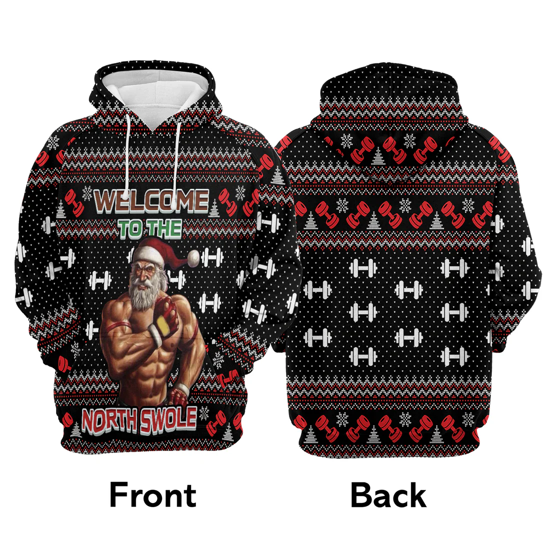 Gym Santa Premium Christmas Hoodie, Welcome To The North Swole Christmas Unisex Hoodie For Men & Women - Perfect Gift For Christmas, Friends, Family - Image 4