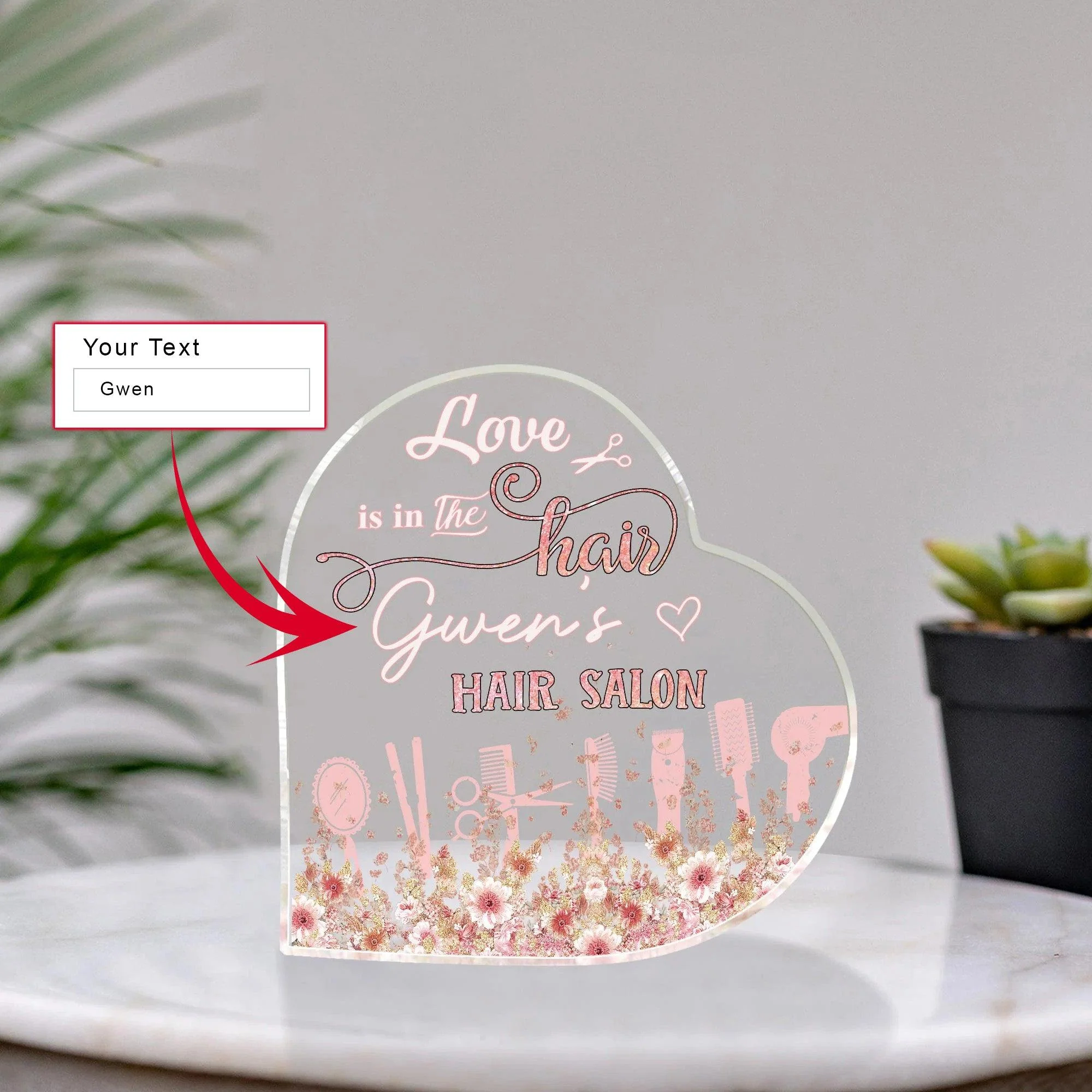 Hairdresser Custom Shaped Acrylic Plaque - Personalized Hairdresser Love Is In The Hair Custom Shaped Acrylic Plaque - Perfect Gift For Hairdresser