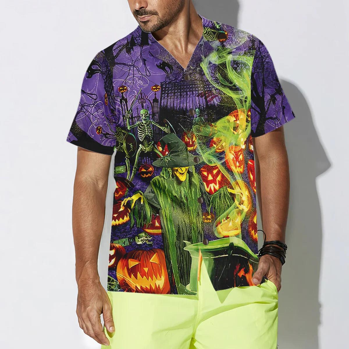 Halloween Hawaiian Shirt, Fright Night Witch Hour Halloween Hawaiian Shirt, Black Cat Hawaiian Shirt - Perfect Gift For Lover, Friend, Family - Image 5