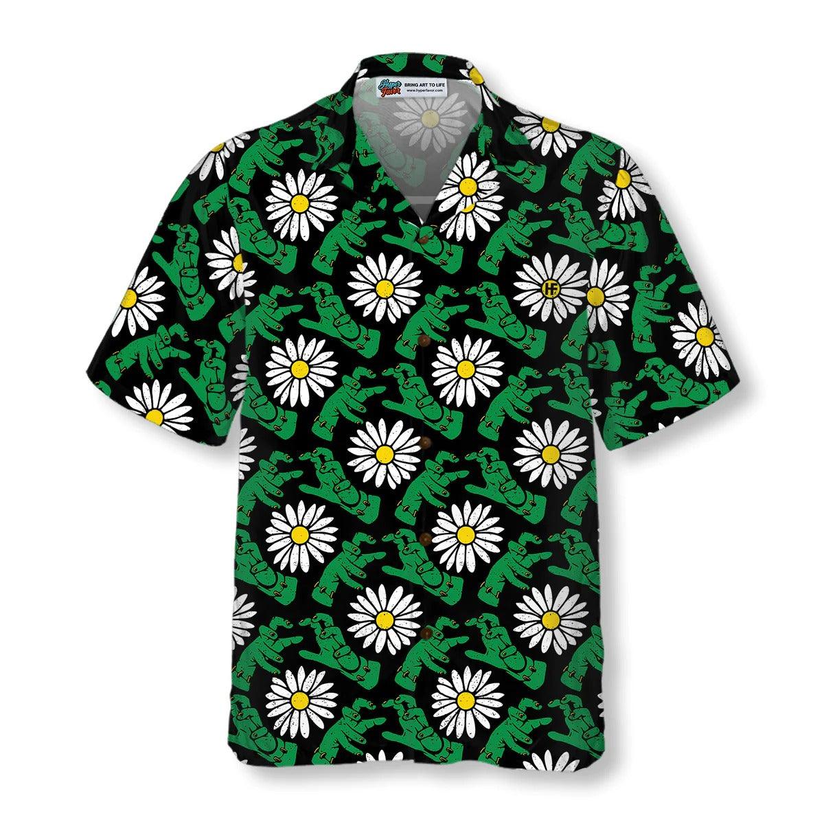 Halloween Hawaiian Shirt, Halloween Frankenstein's Monster And Daisies Hawaiian Shirt, Demon Hand Hawaiian Shirt - Perfect Gift For Lover, Friend, Family - Image 4
