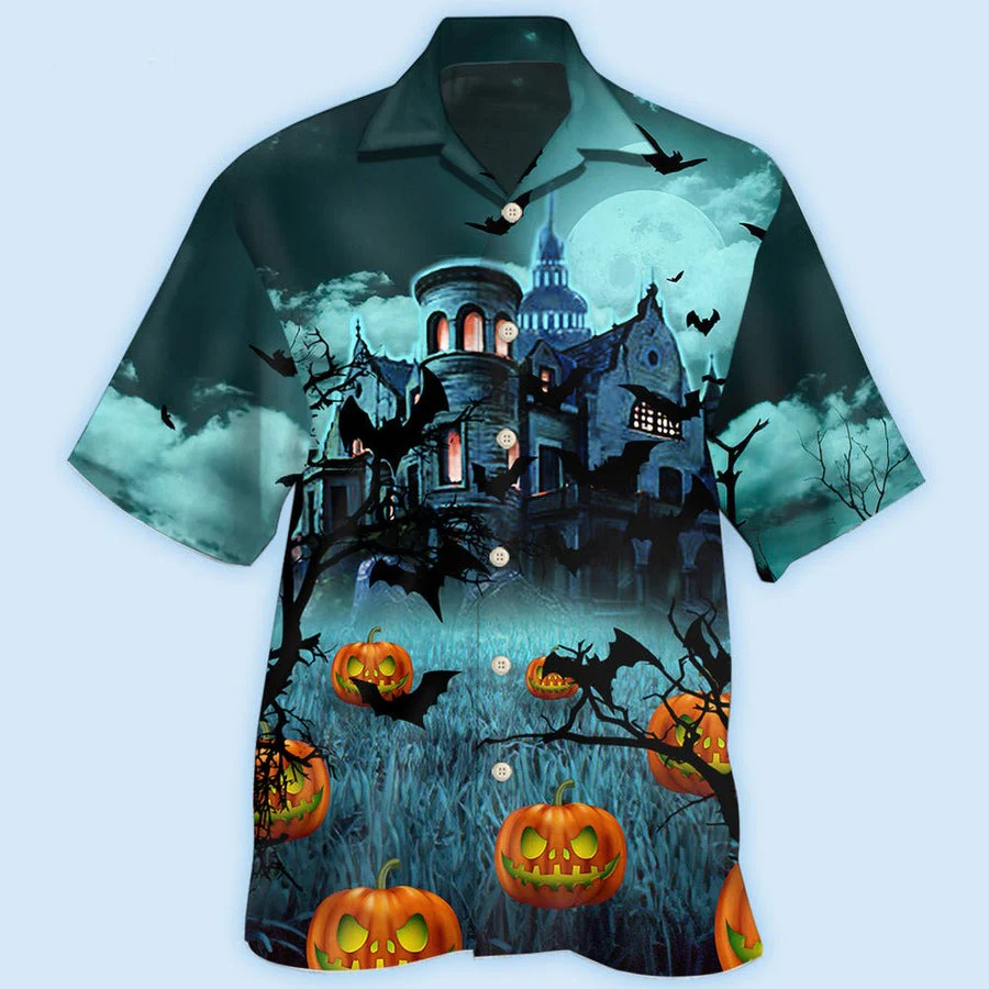 Halloween Hawaiian Shirt, Halloween Night Dark Pumpkin Aloha Shirt For Men & Women - Halloween Gift For Members Family, Friends - Image 2