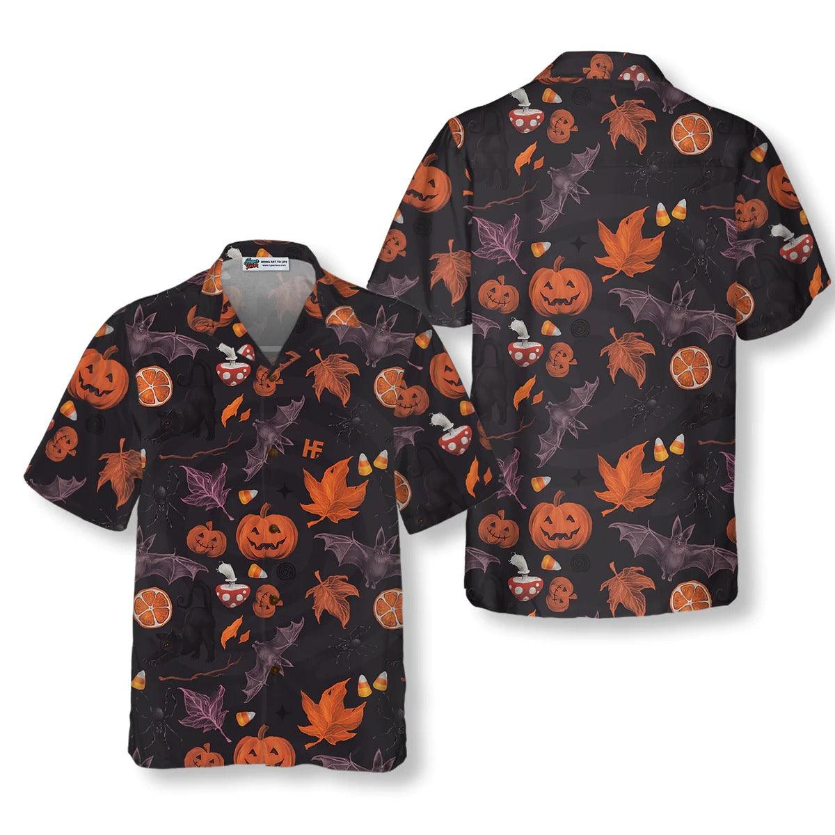 Halloween Hawaiian Shirt, Halloween Spooky Art Hawaiian Shirt, Pumpkin Hawaiian Shirt - Perfect Gift For Lover, Friend, Family