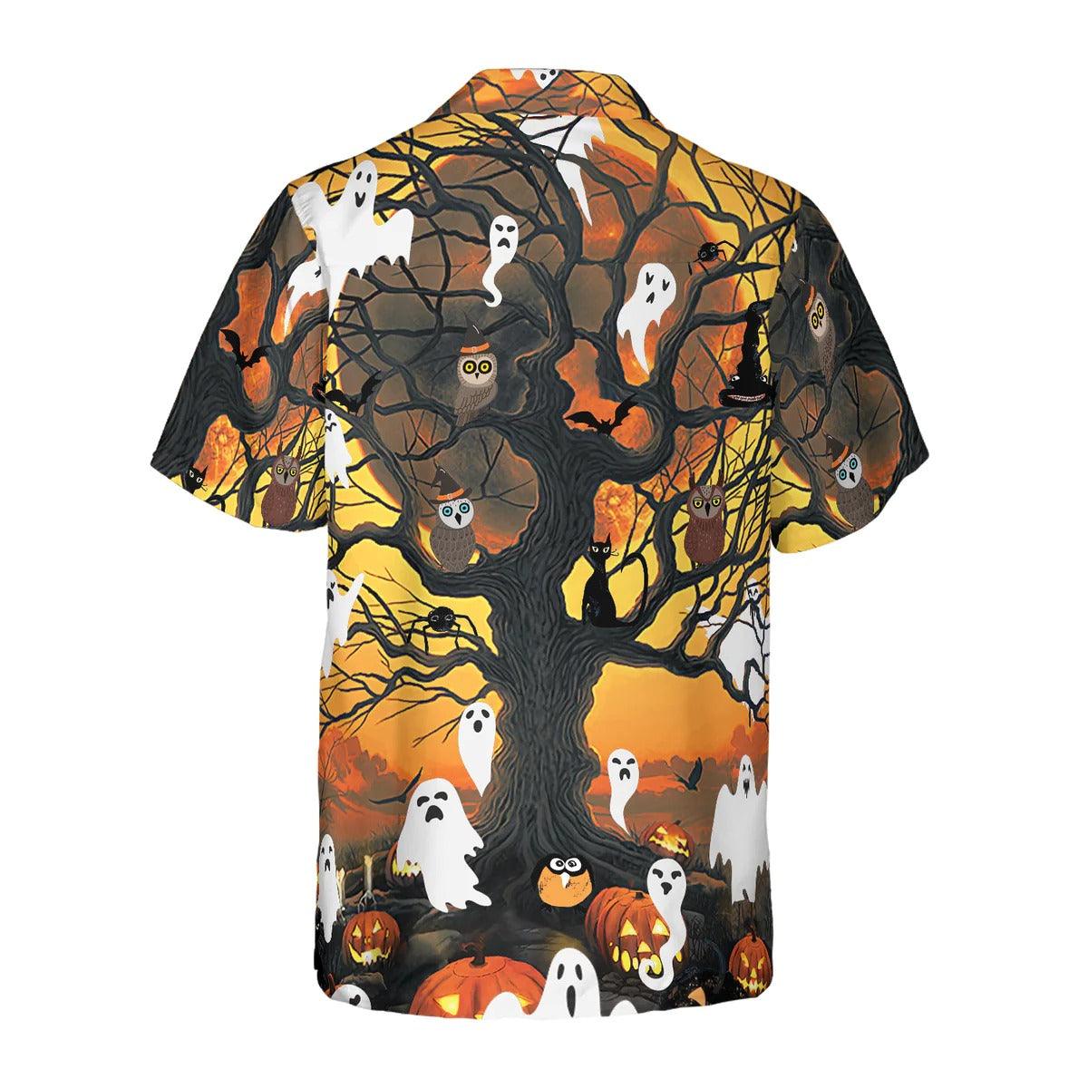 Halloween Hawaiian Shirt - Night Of Pumpkin & Ghost Hawaiian Shirt, Owl Hawaiian Shirt - Perfect Gift For Lover, Friend, Family - Image 3