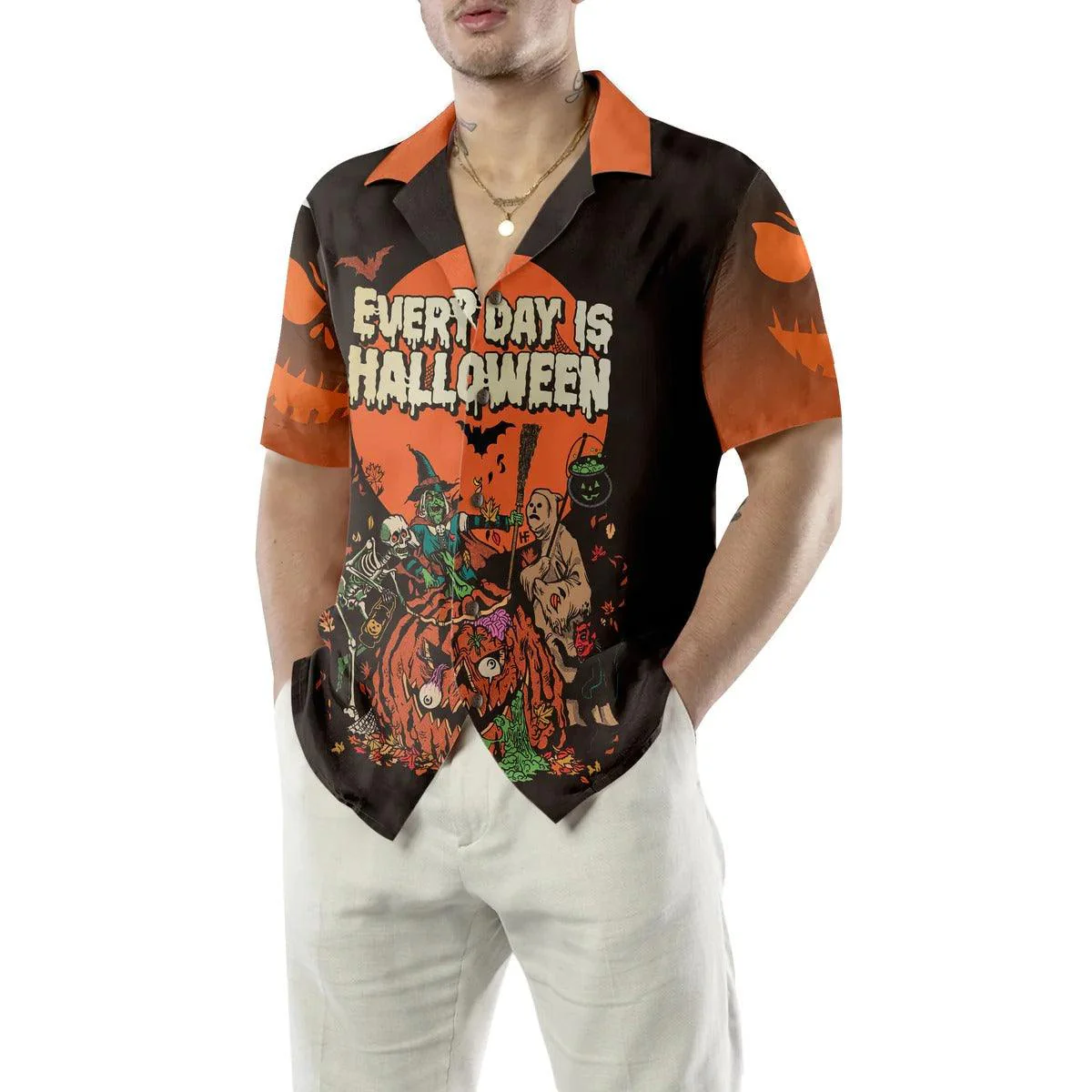 Halloween Hawaiian Shirt, Scary Pumpkin, Everyday Is Halloween Shirt For Men Hawaiian Shirt - Gift For Lover, Friend, Family - Image 5