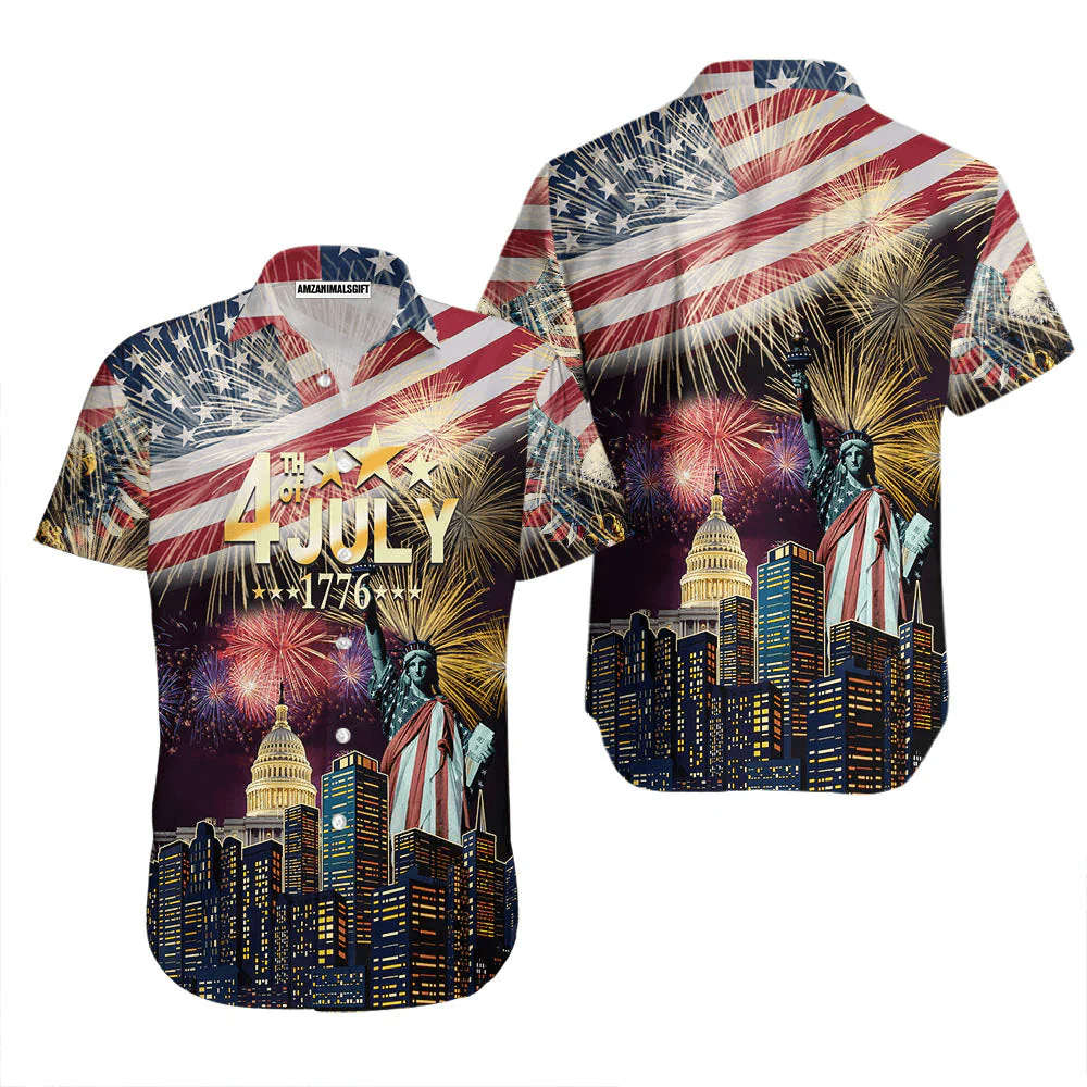 Happy 4th Of July Independence Day American Flag Firework Aloha Hawaiian Shirts For Men Women, Perfect Gift For Summer, Patriot, Friend, Family