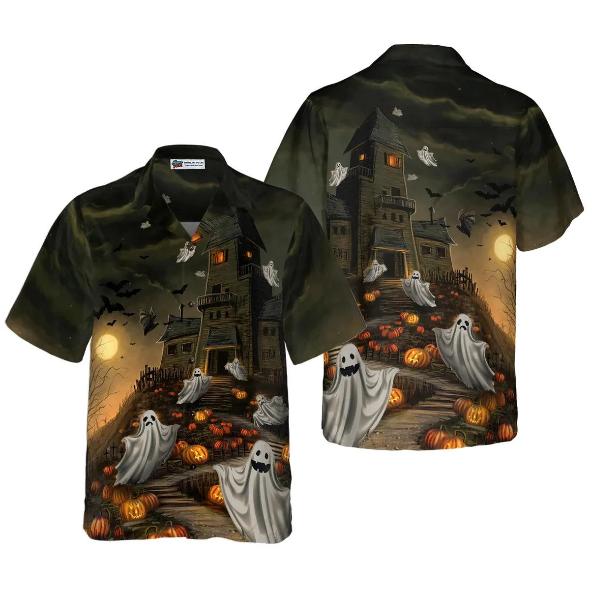 Haunted House For Ghost Halloween Hawaiian Shirt, Halloween Shirt For Men And Women - Perfect Gift For Lover, Friend, Family - Image 4