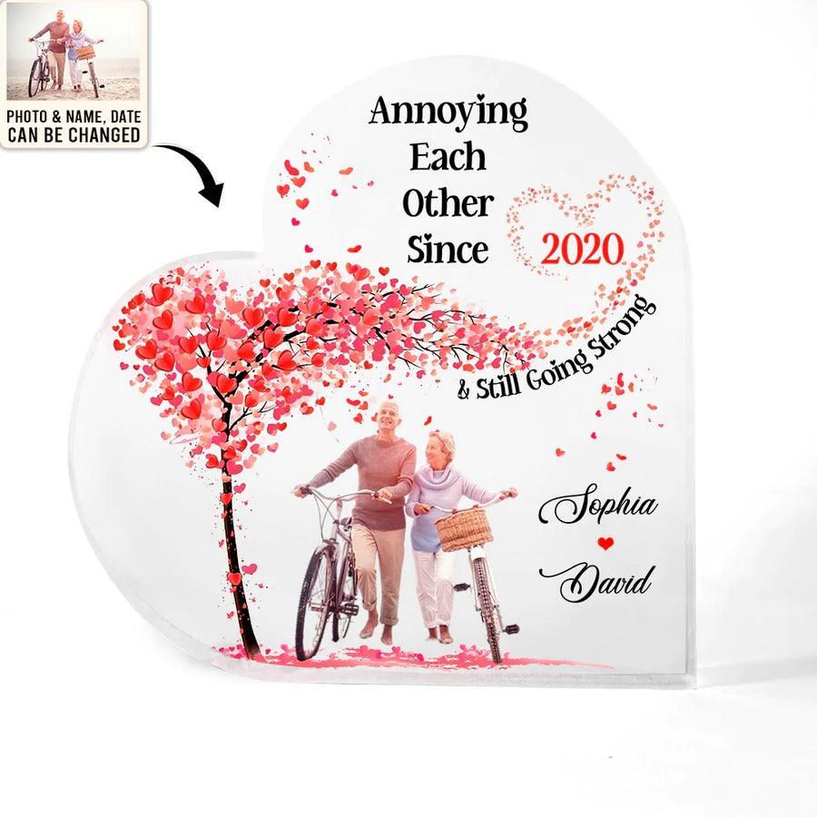 Heart Shaped Acrylic Plaque For Couple - Annoying Each Other And Still Going Strong Custom Photo Personalized - Perfect Gift For Couple, Valentine