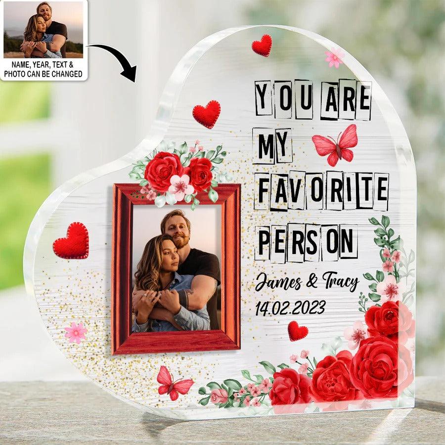 Heart Shaped Acrylic Plaque For Couple - You're My Favorite Person Custom Photo Personalized - Perfect Gift For Couple, Valentine - Image 2