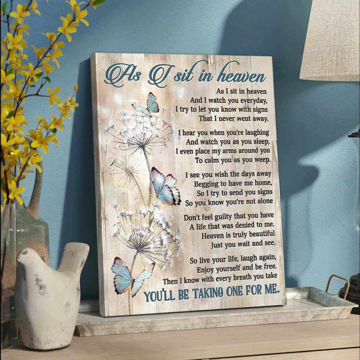 Heaven Portrait Canvas, As I Sit In Heaven Canvas, Butterfly & Dandelion Canvas, Perfect Gift For Friends, Family - Image 2