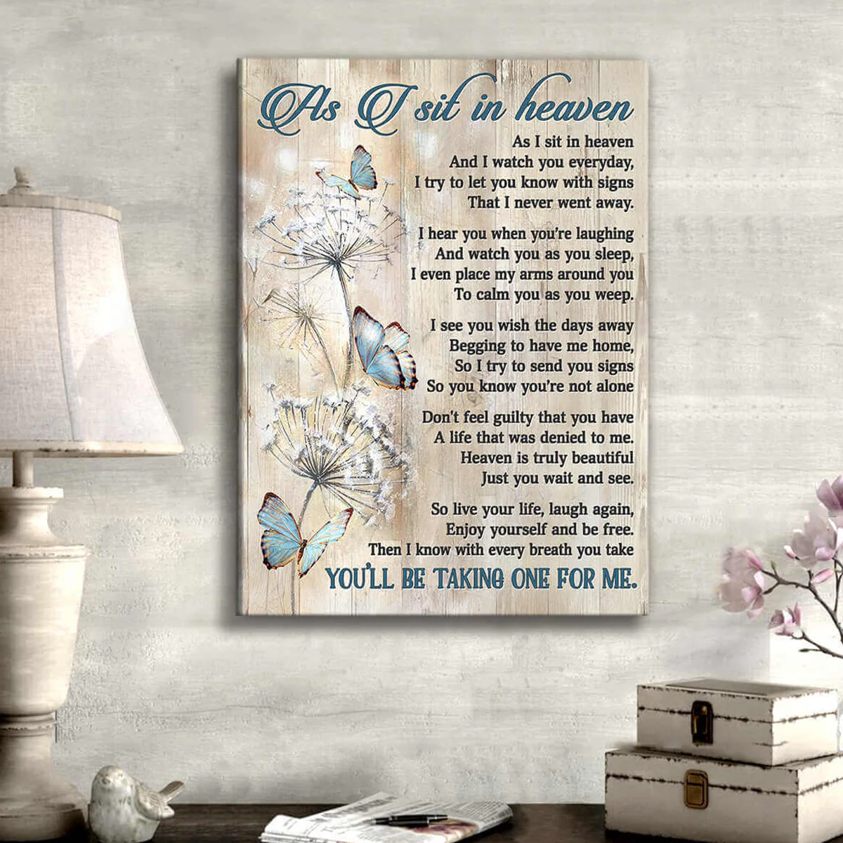Heaven Portrait Canvas, As I Sit In Heaven Canvas, Butterfly & Dandelion Canvas, Perfect Gift For Friends, Family - Image 4