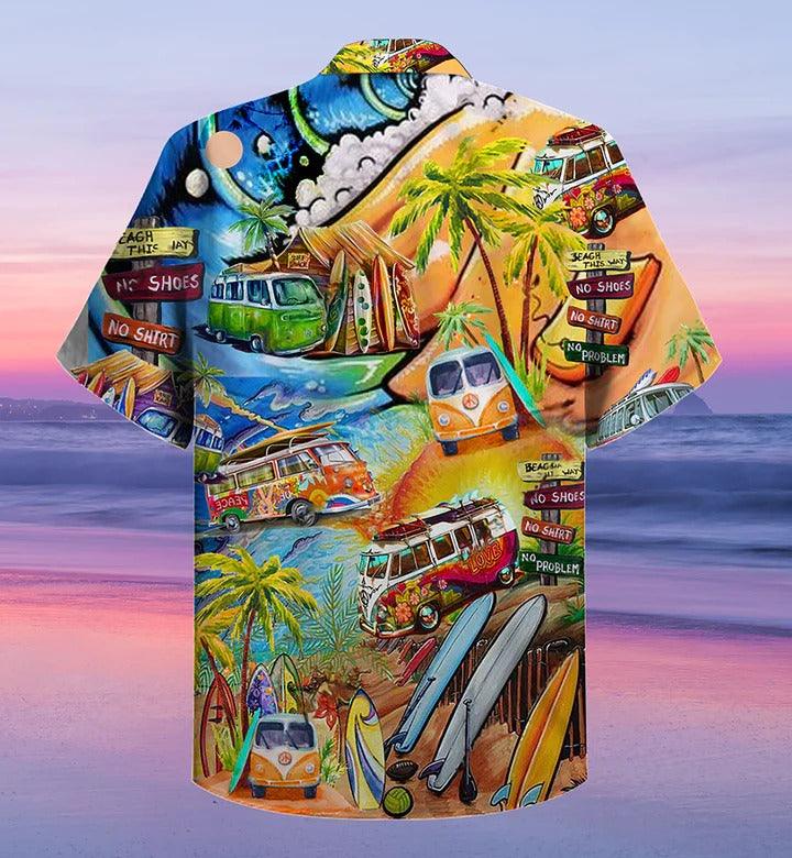 Hippie Aloha Hawaiian Shirt - Hippie Bus Love Beach Summer Hawaiian Shirt For Summer - Perfect Gift For Friend, Family - Image 2