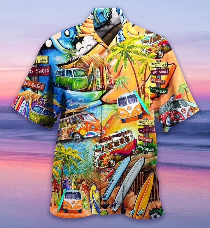 Hippie Aloha Hawaiian Shirt - Hippie Bus Love Beach Summer Hawaiian Shirt For Summer - Perfect Gift For Friend, Family - Image 3