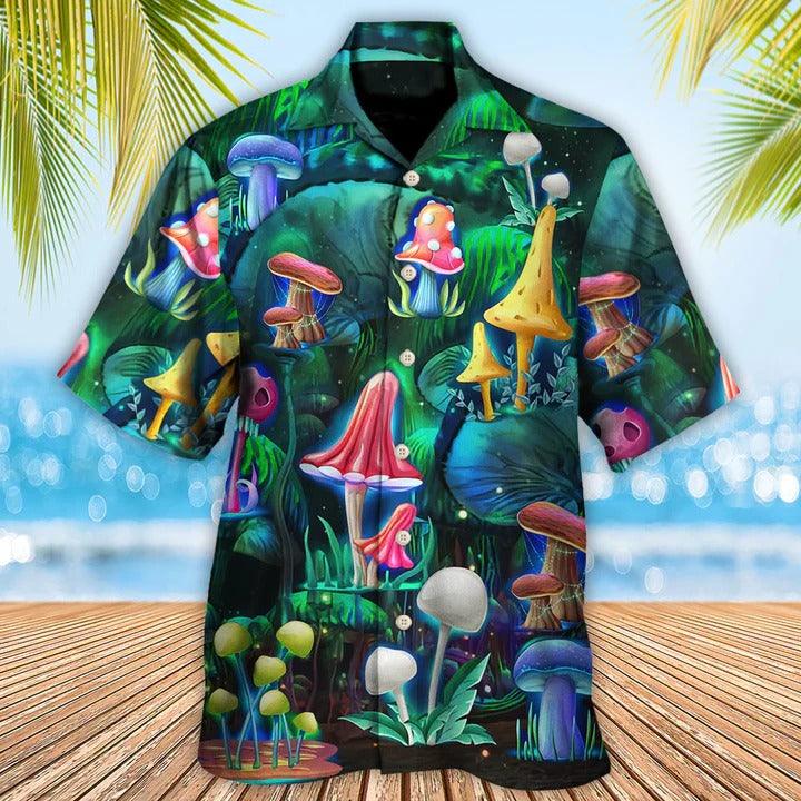 Hippie Aloha Hawaiian Shirt - Hippie Mushroom Galaxy Neon Art Hawaiian Shirt For Summer - Perfect Gift For Friend, Family