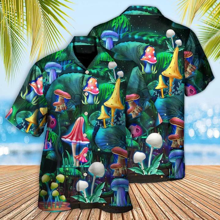 Hippie Aloha Hawaiian Shirt - Hippie Mushroom Galaxy Neon Art Hawaiian Shirt For Summer - Perfect Gift For Friend, Family - Image 2