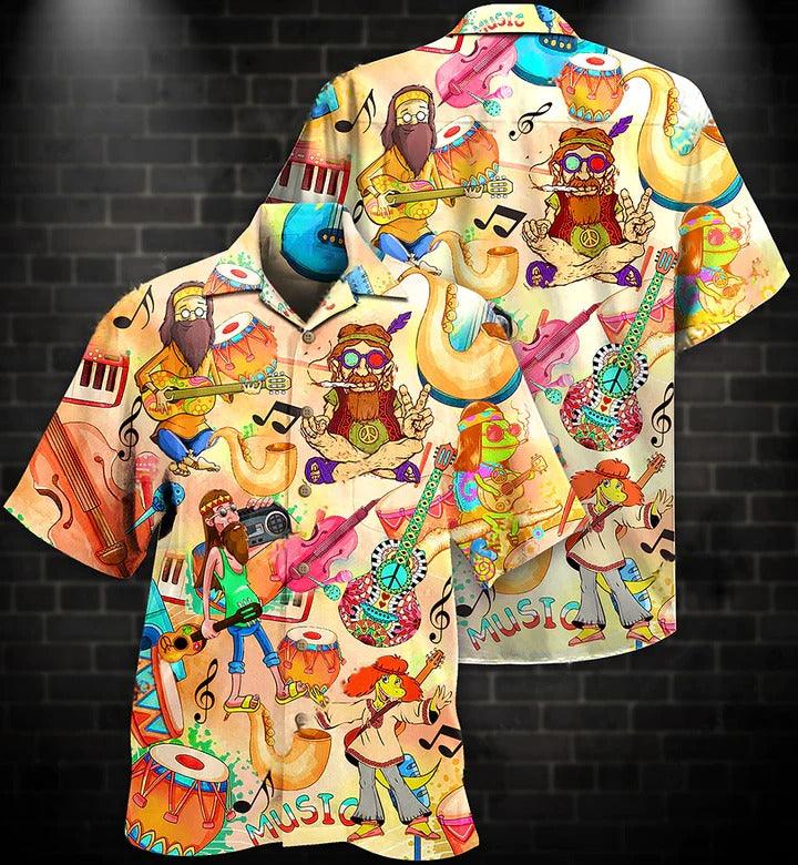 Hippie Aloha Hawaiian Shirt - Hippie Music Funny Style Hawaiian Shirt For Summer - Perfect Gift For Friend, Family - Image 3