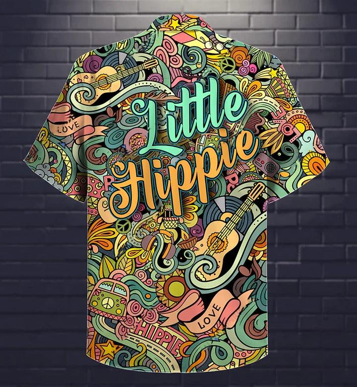 Hippie Aloha Hawaiian Shirt - Hippie Music Love Guitar Peace Life Color Little Hippie Hawaiian Shirt For Summer - Perfect Gift For Friend, Family - Image 3
